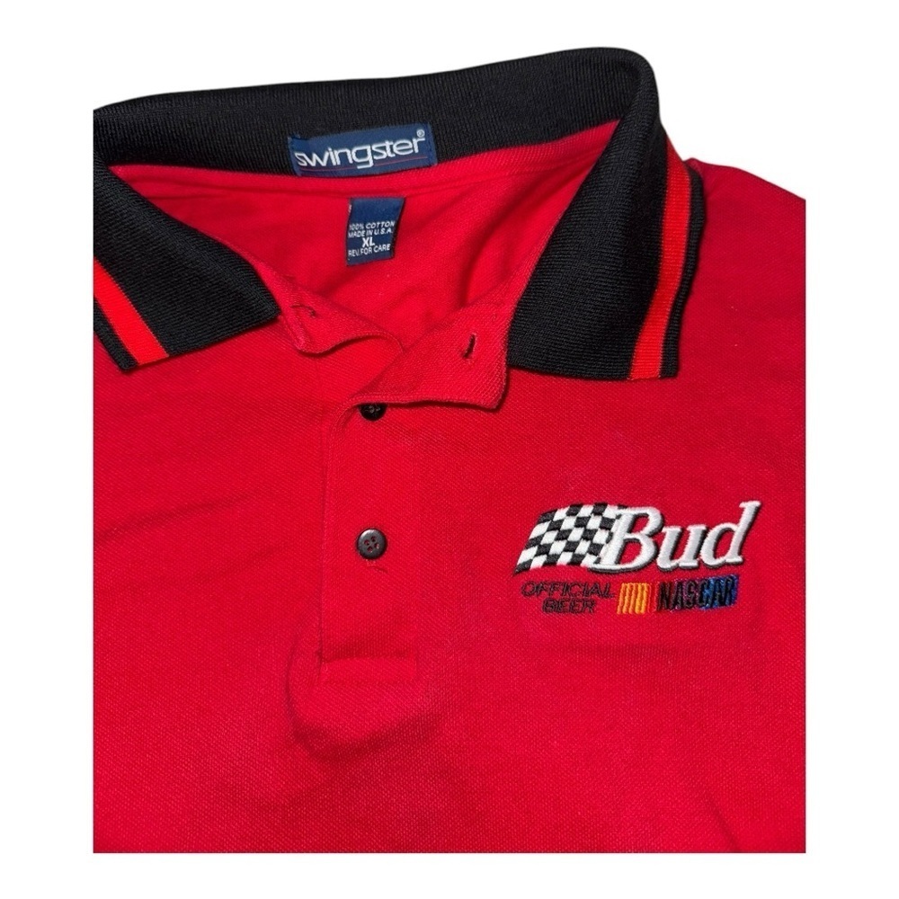 Bud Racing Vintage Polo Shirt Single Stitch Size XL Swingster Made In‎ USA